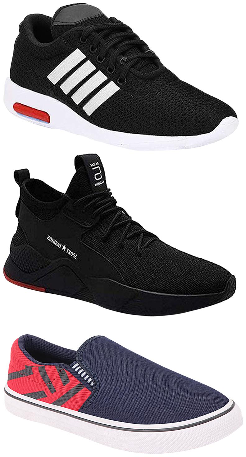

Birde Men Multicolor Mesh Canvas Casual Sports Sneakers Runnning Shoes for Men s Boy s - UK10 (Combo of 3)