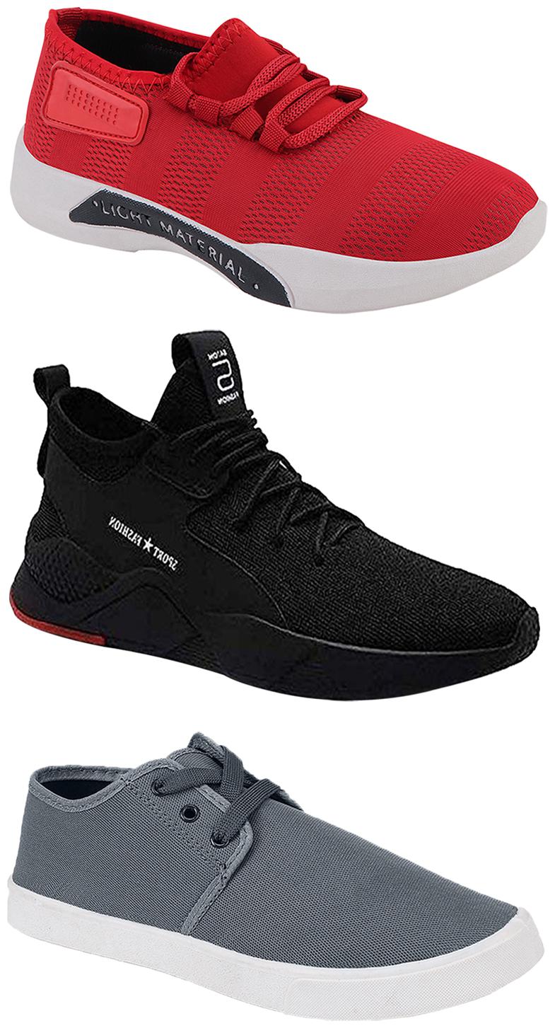 

Birde Men Multicolor Mesh Canvas Casual Sports Sneakers Runnning Shoes for Men s Boy s - UK6 (Combo of 3)