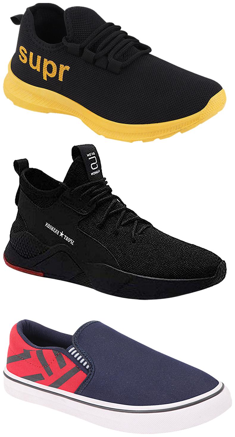 

Birde Men Multicolor Mesh Canvas Casual Sports Sneakers Runnning Shoes for Men s Boy s - UK10 (Combo of 3)