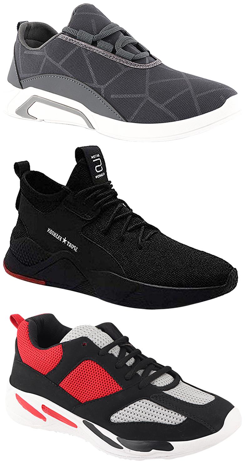 

Birde Men Multicolor Mesh Canvas Casual Sports Sneakers Runnning Shoes for Men s Boy s - UK6 (Combo of 3)