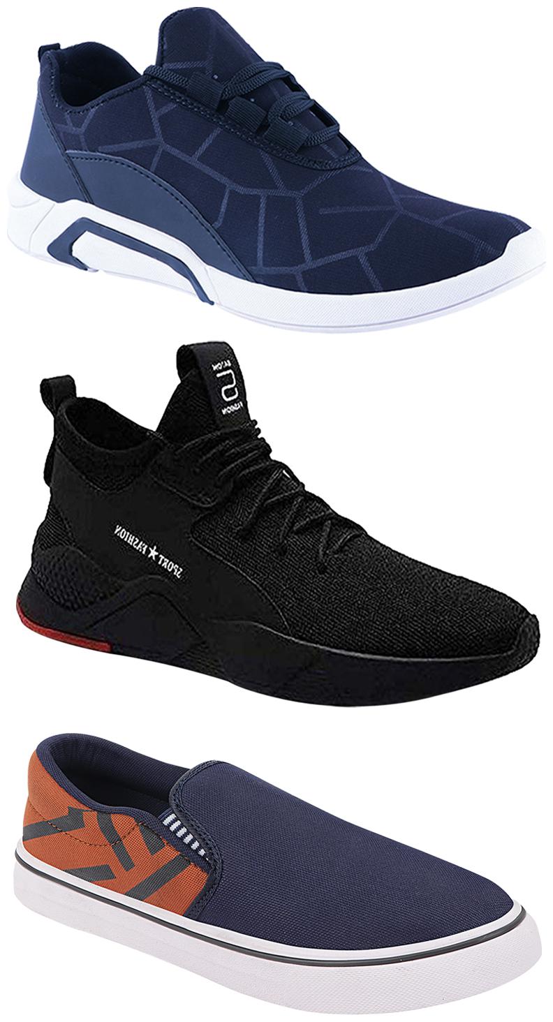 

Birde Men Multicolor Mesh Canvas Casual Sports Sneakers Runnning Shoes for Men s Boy s - UK10 (Combo of 3)