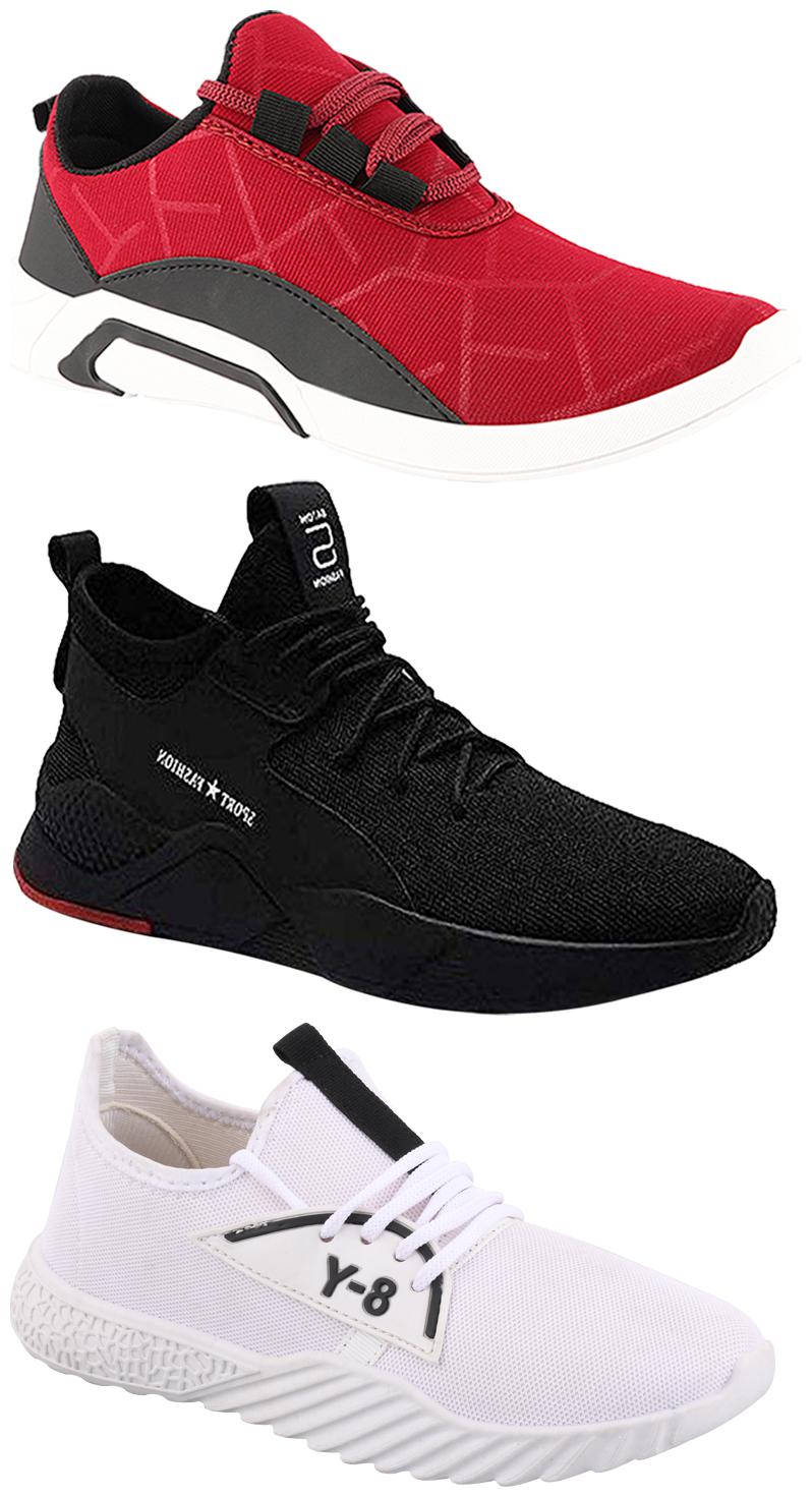 

Birde Men Multicolor Mesh Canvas Casual Sports Sneakers Runnning Shoes for Men s Boy s - UK7 (Combo of 3)