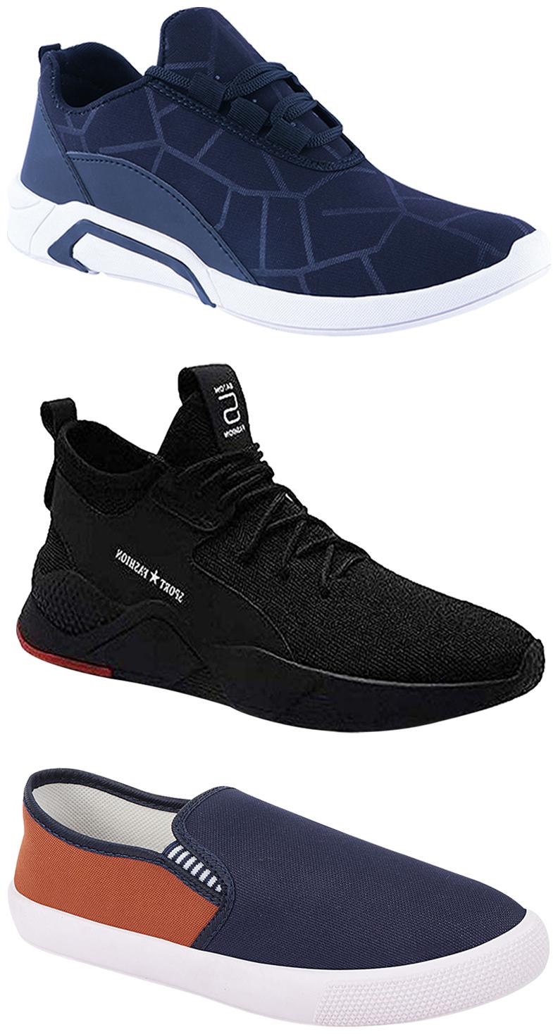 

Birde Men Multicolor Mesh Canvas Casual Sports Sneakers Runnning Shoes for Men s Boy s - UK8 (Combo of 3)