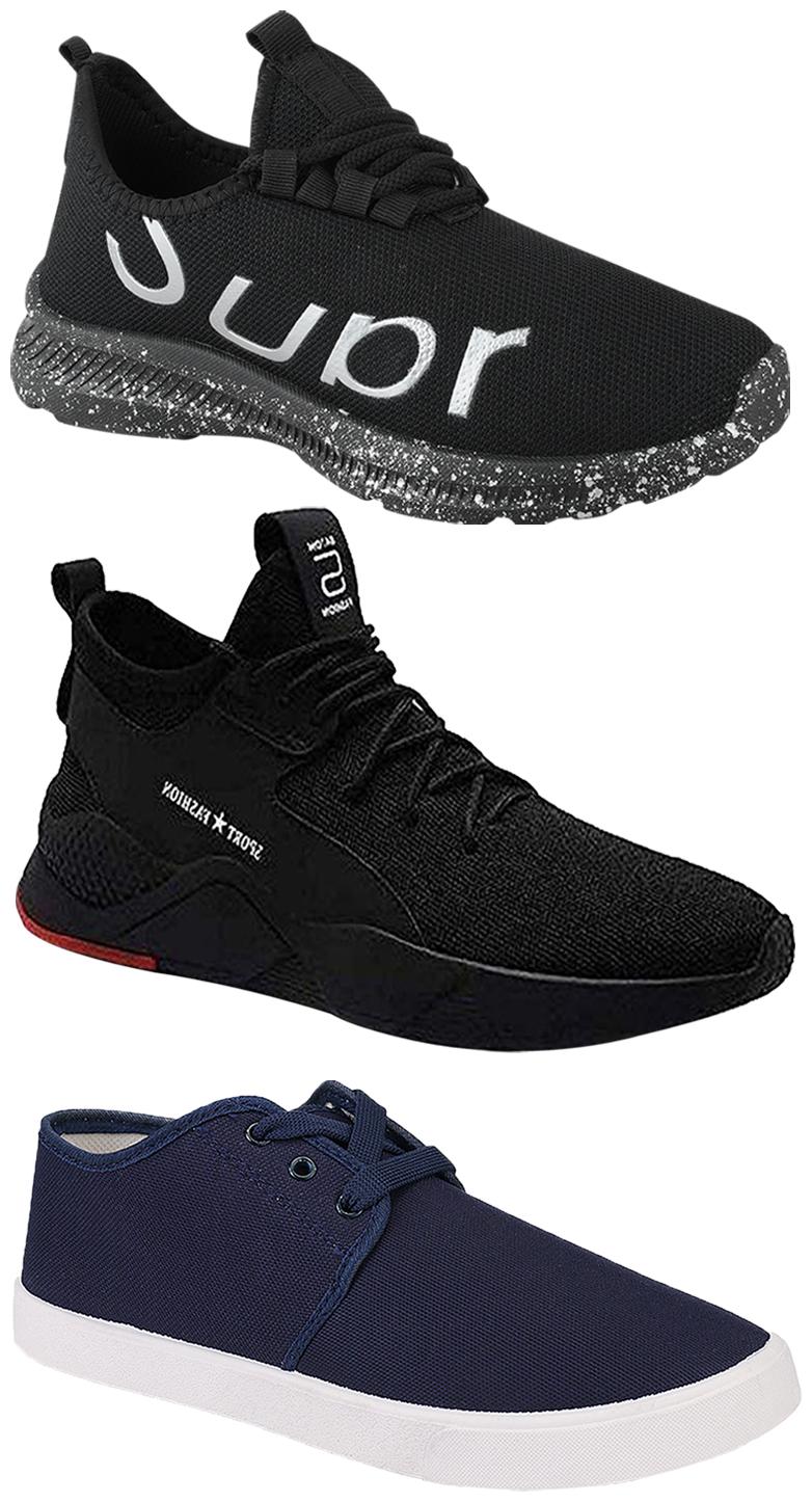 

Birde Men Multicolor Mesh Canvas Casual Sports Sneakers Runnning Shoes for Men s Boy s - UK8 (Combo of 3)