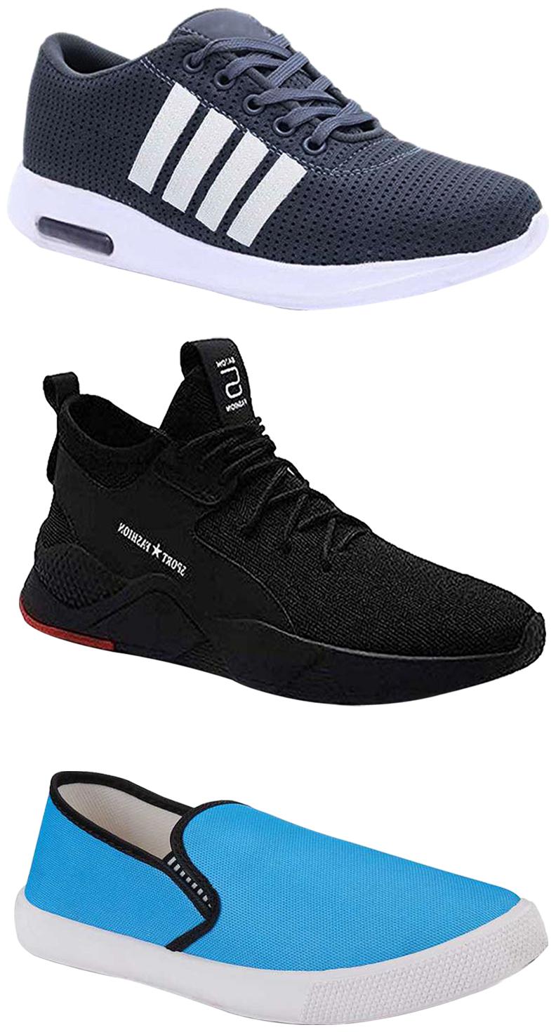 

Birde Men Multicolor Mesh Canvas Casual Sports Sneakers Runnning Shoes for Men s Boy s - UK7 (Combo of 3)