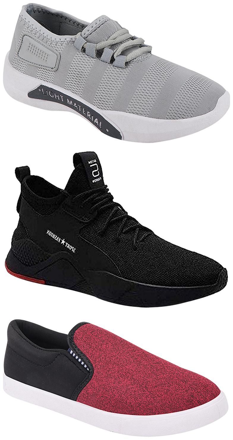 

Birde Men Multicolor Mesh Canvas Casual Sports Sneakers Runnning Shoes for Men s Boy s - UK10 (Combo of 3)