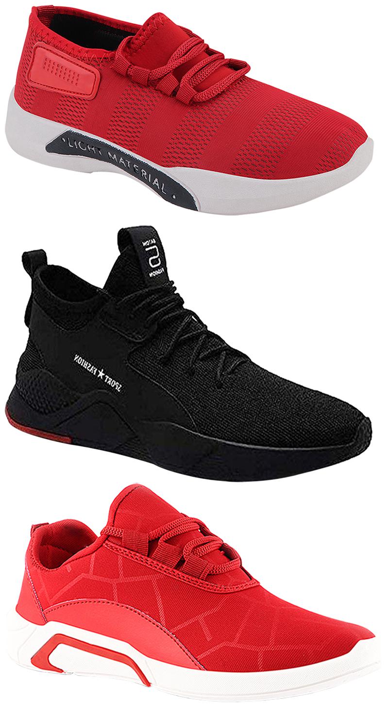 

Birde Men Multicolor Mesh Canvas Casual Sports Sneakers Runnning Shoes for Men s Boy s - UK10 (Combo of 3)