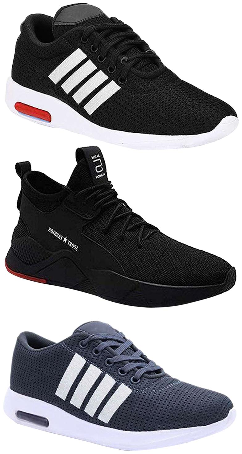 

Birde Men Multicolor Mesh Canvas Casual Sports Sneakers Runnning Shoes for Men s Boy s - UK10 (Combo of 3)