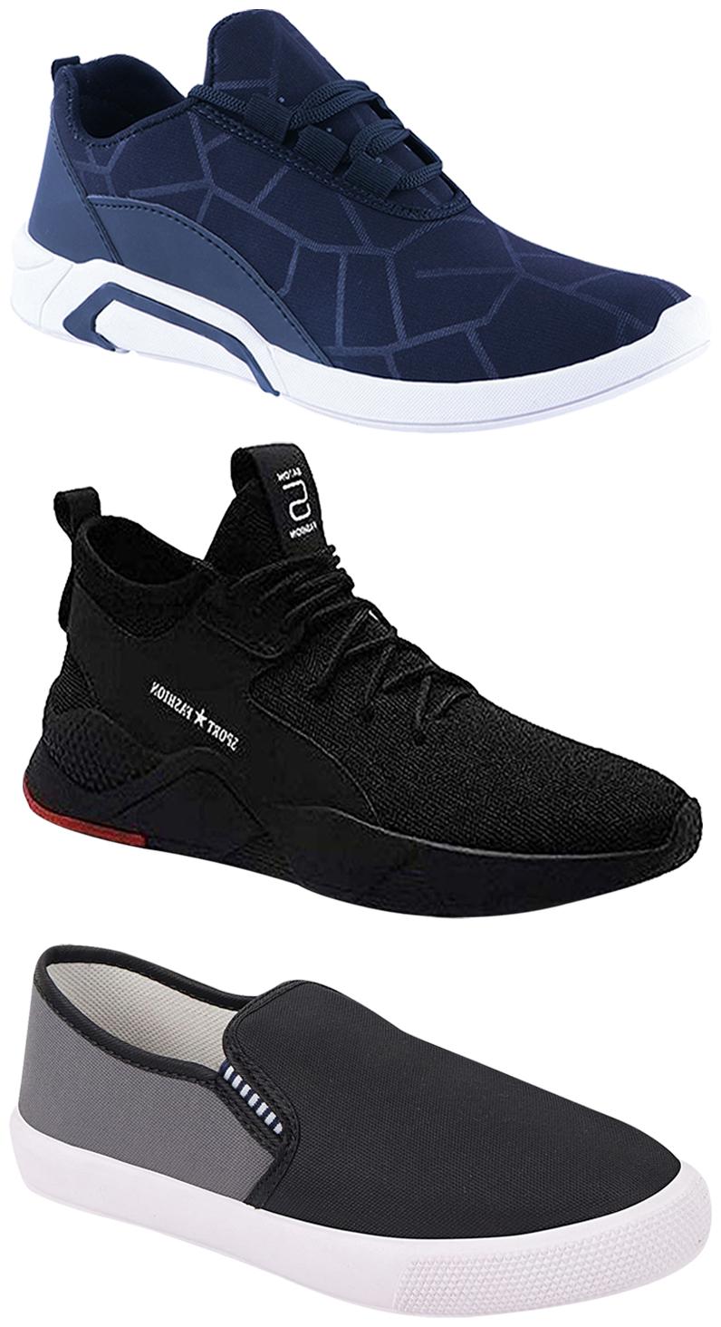 

Birde Men Multicolor Mesh Canvas Casual Sports Sneakers Runnning Shoes for Men s Boy s - UK10 (Combo of 3)