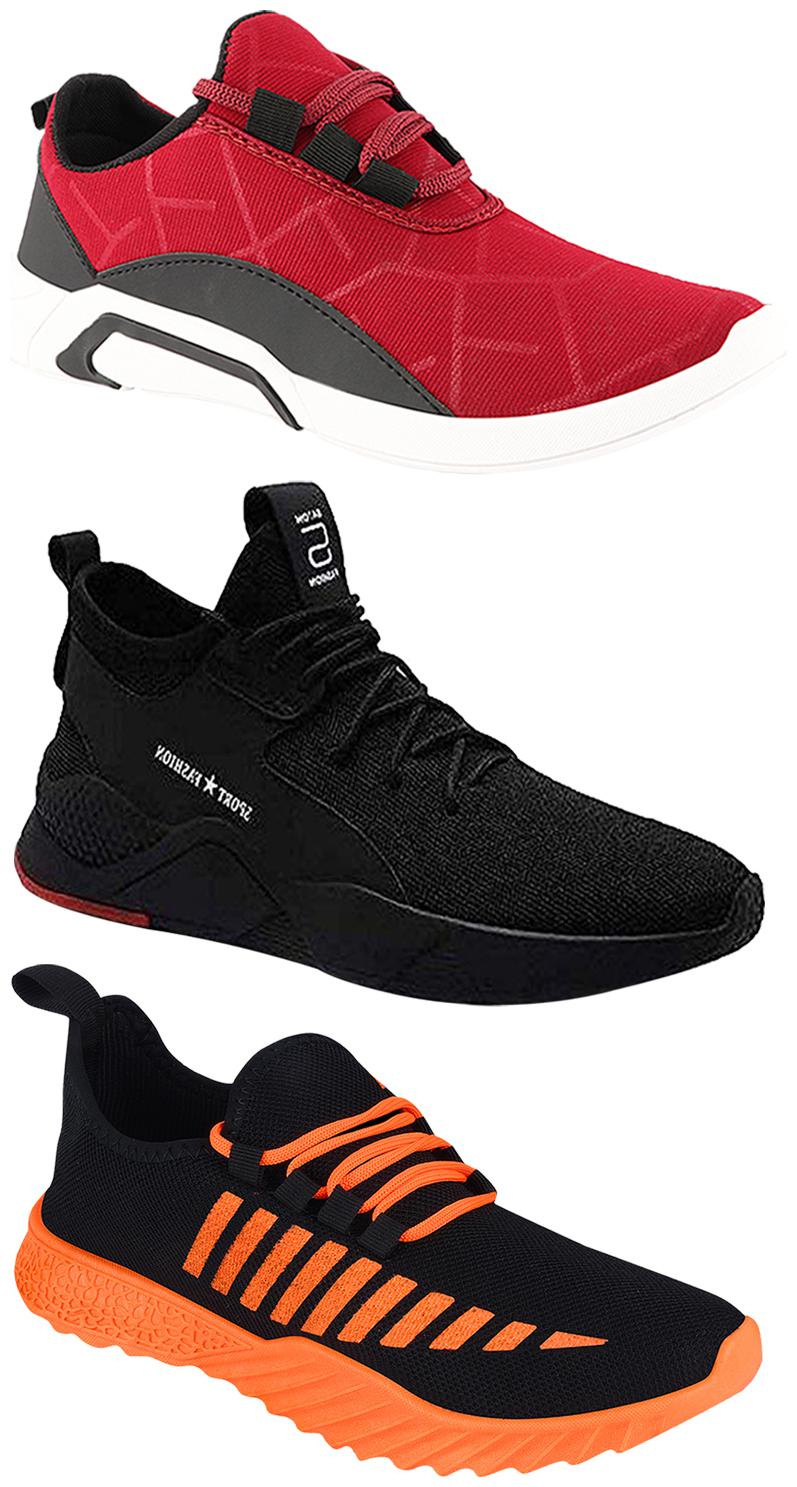 

Birde Men Multicolor Mesh Canvas Casual Sports Sneakers Runnning Shoes for Men s Boy s - UK8 (Combo of 3)