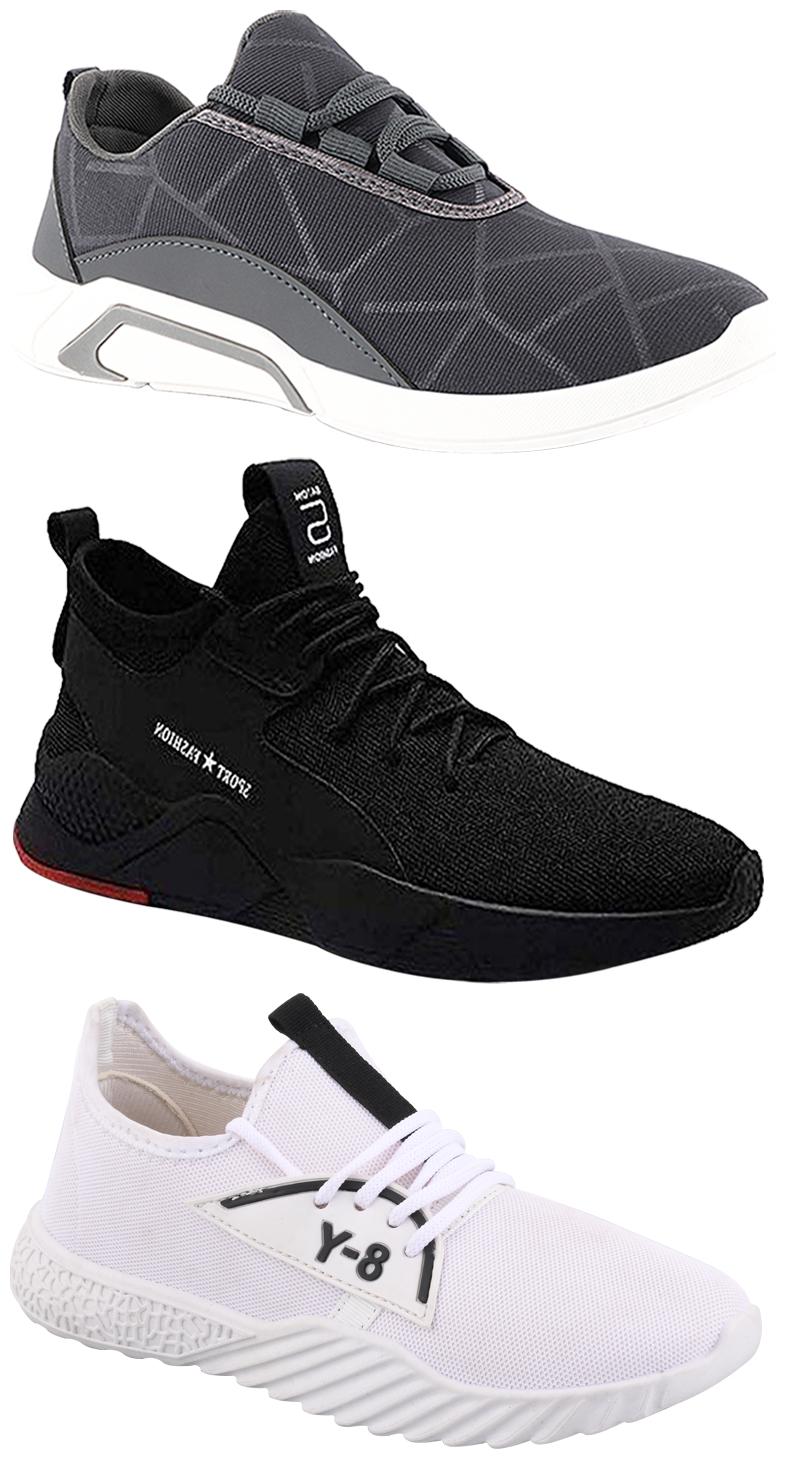 

Birde Men Multicolor Mesh Canvas Casual Sports Sneakers Runnning Shoes for Men s Boy s - UK6 (Combo of 3)