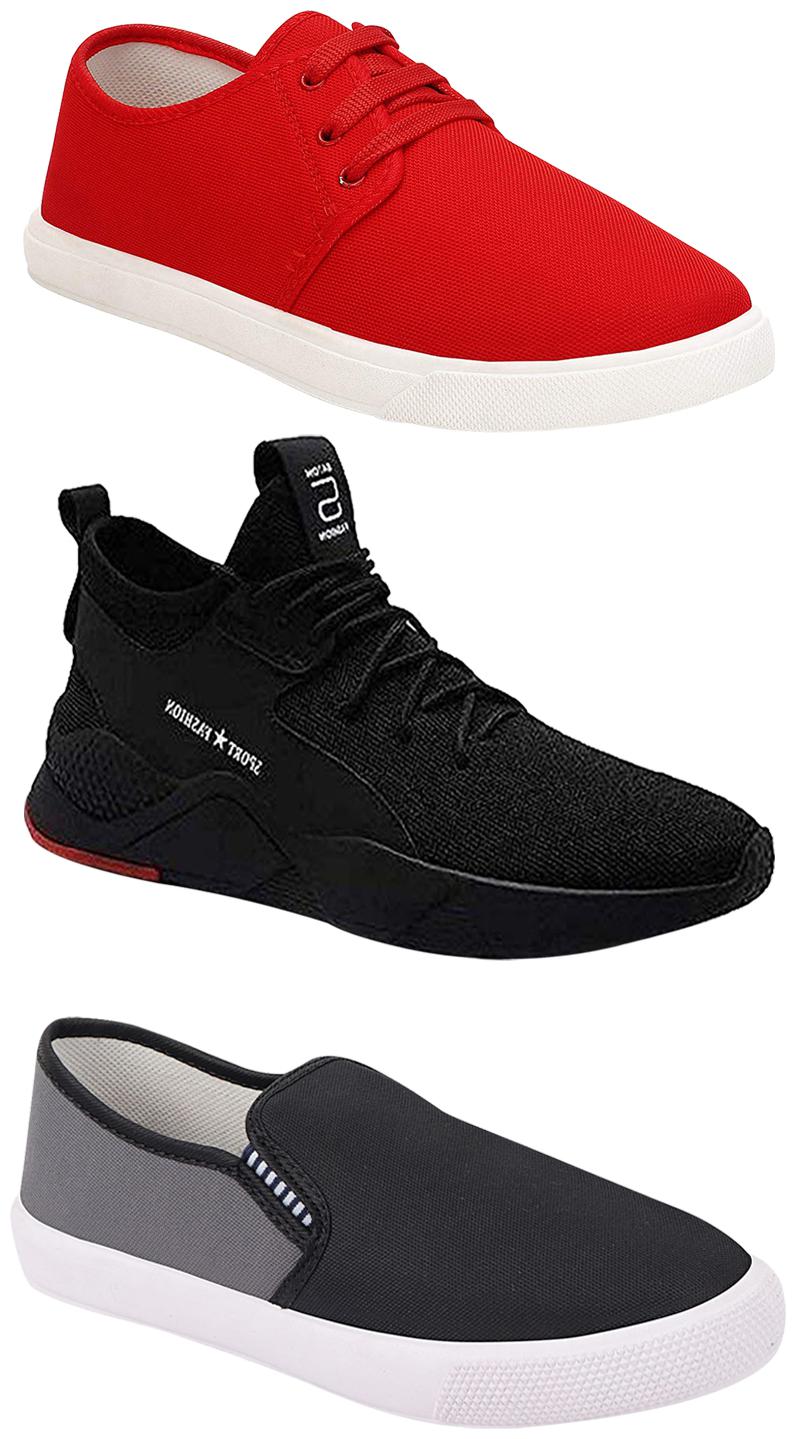 

Birde Men Multicolor Mesh Canvas Casual Sports Sneakers Runnning Shoes for Men s Boy s - UK7 (Combo of 3)