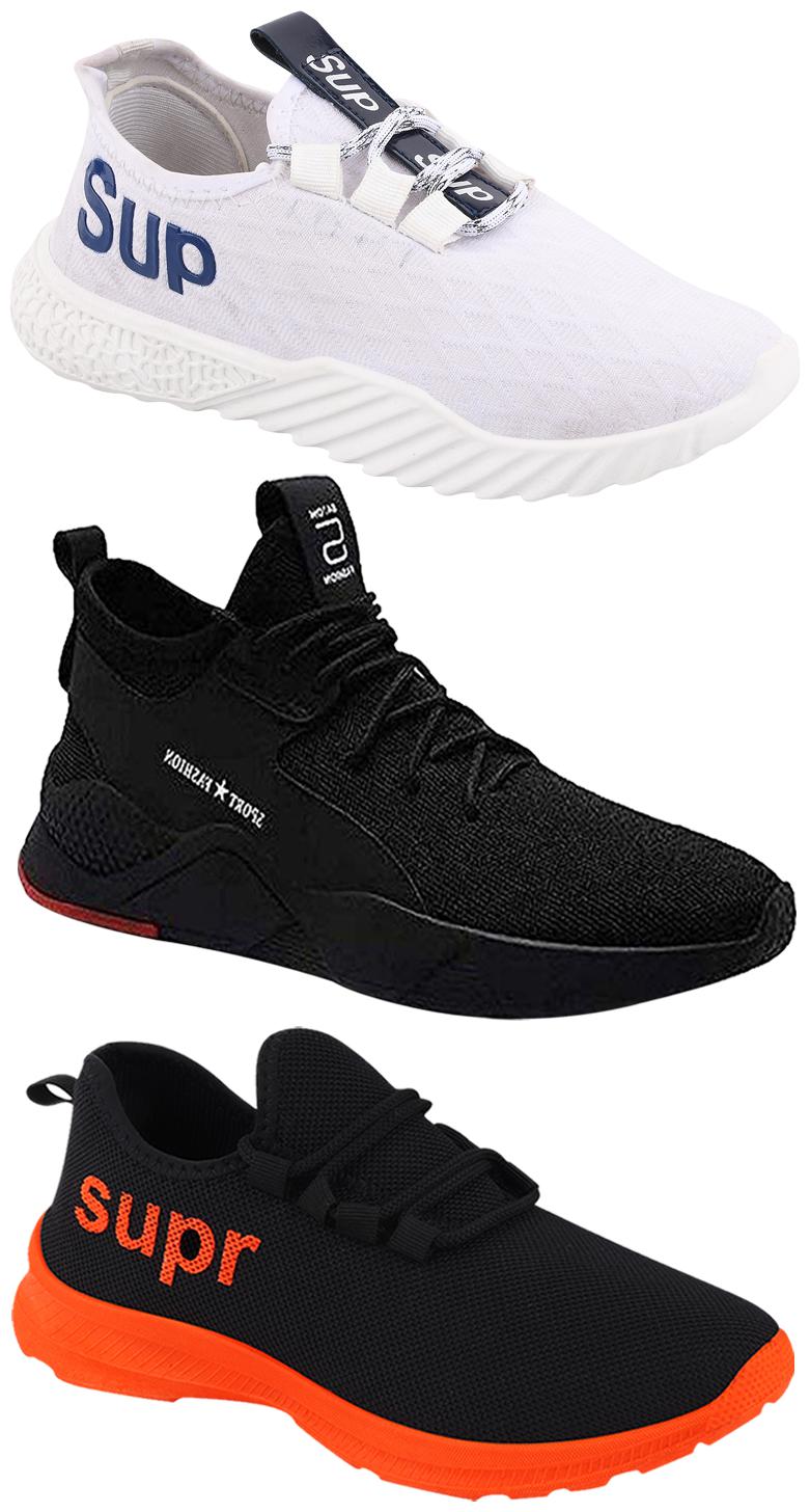 

Birde Men Multicolor Mesh Canvas Casual Sports Sneakers Runnning Shoes for Men s Boy s - UK8 (Combo of 3)