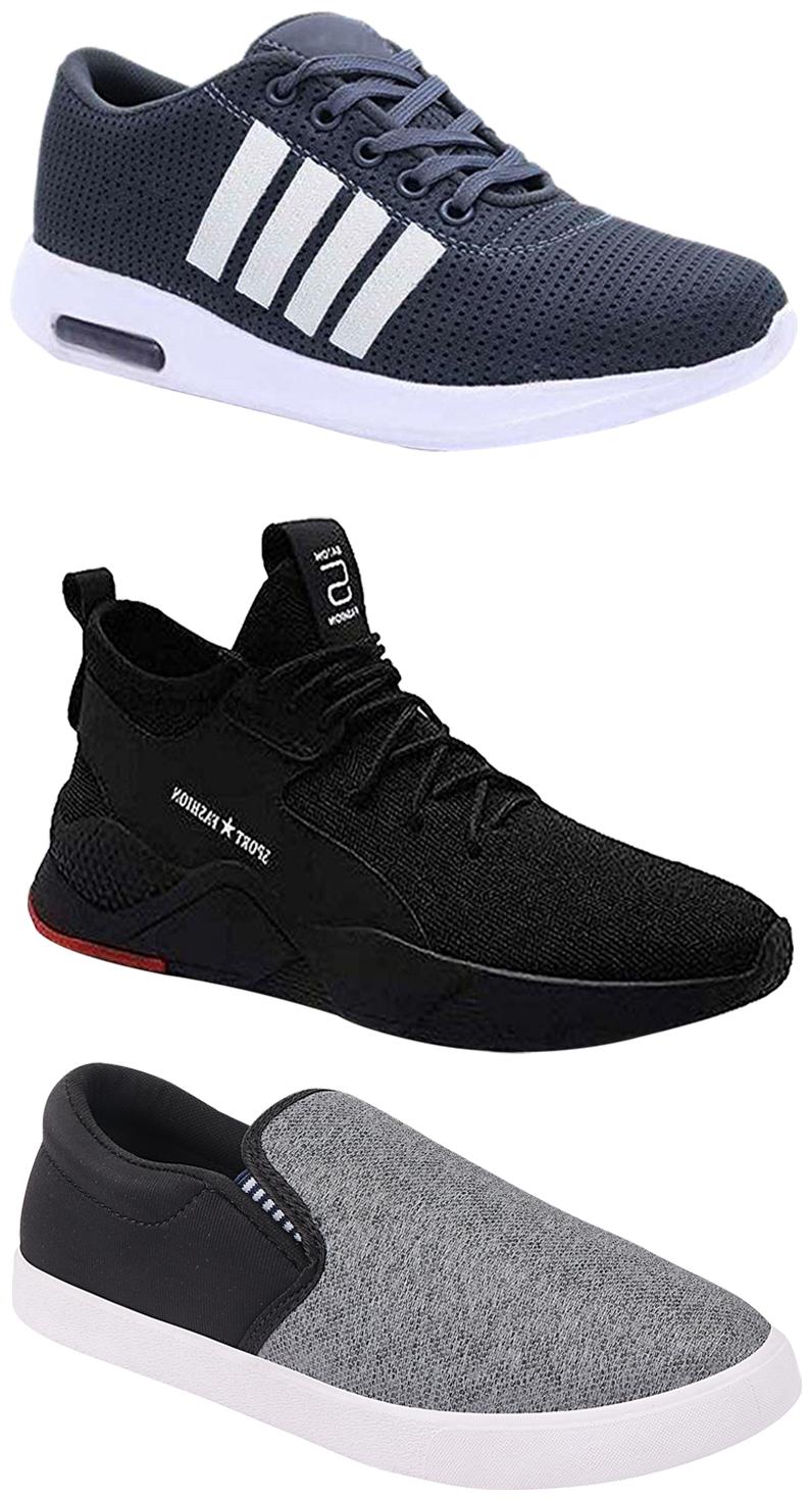 

Birde Men Multicolor Mesh Canvas Casual Sports Sneakers Runnning Shoes for Men s Boy s - UK6 (Combo of 3)