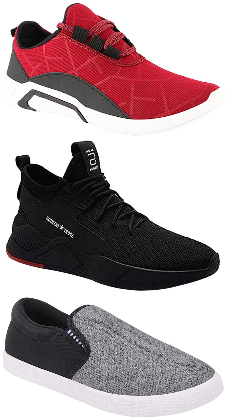 

Birde Men Multicolor Mesh Canvas Casual Sports Sneakers Runnning Shoes for Men s Boy s - UK9 (Combo of 3)