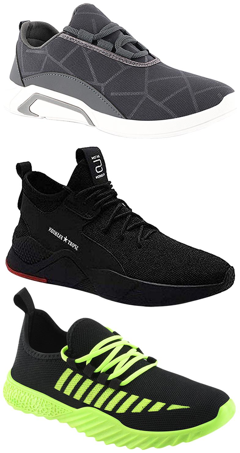 

Birde Men Multicolor Mesh Canvas Casual Sports Sneakers Runnning Shoes for Men s Boy s - UK8 (Combo of 3)