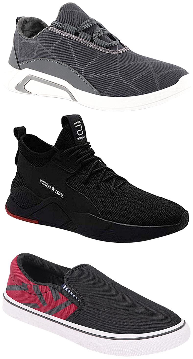 

Birde Men Multicolor Mesh Canvas Casual Sports Sneakers Runnning Shoes for Men s Boy s - UK9 (Combo of 3)