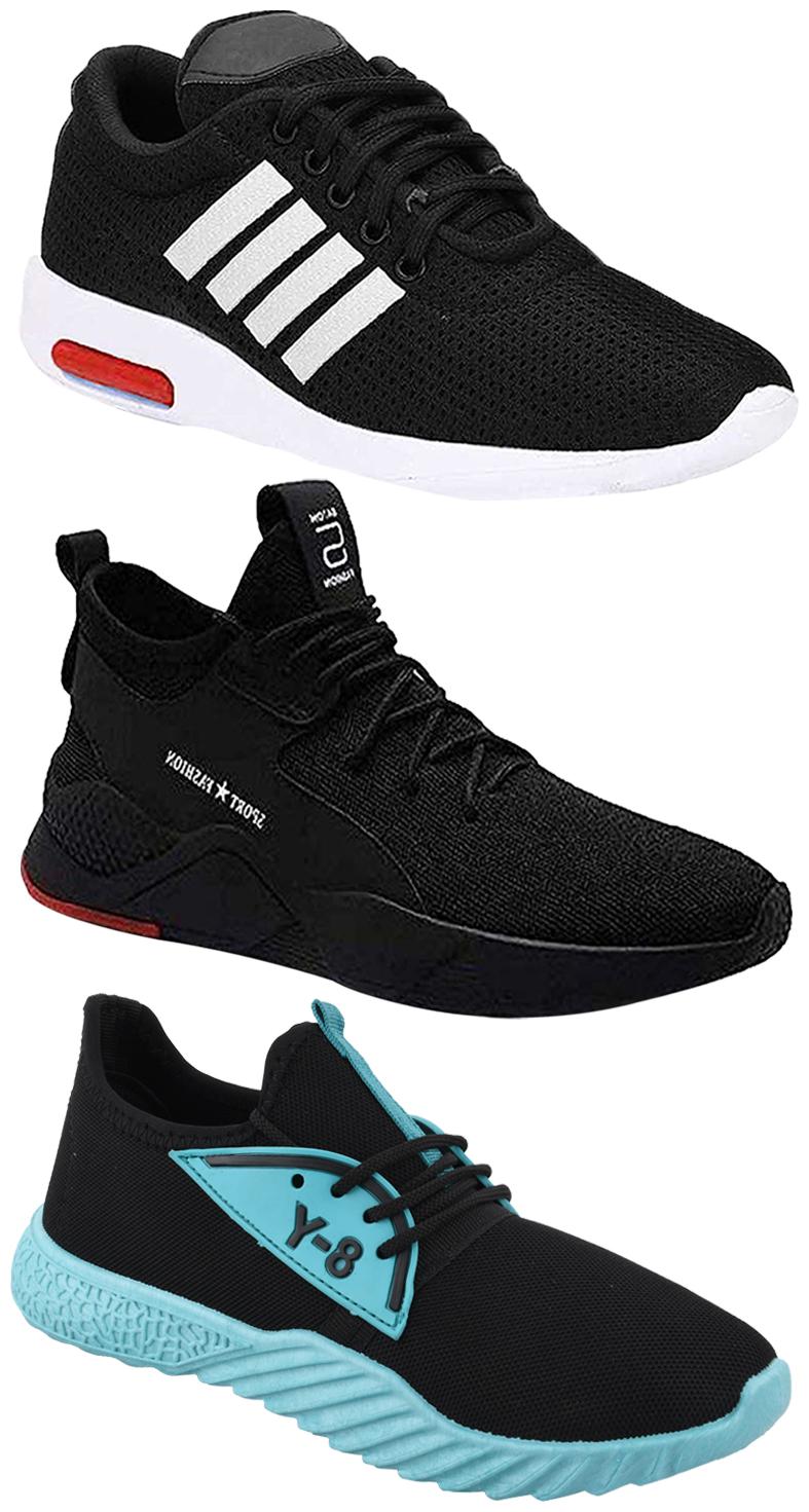 

Birde Men Multicolor Mesh Canvas Casual Sports Sneakers Runnning Shoes for Men s Boy s - UK8 (Combo of 3)