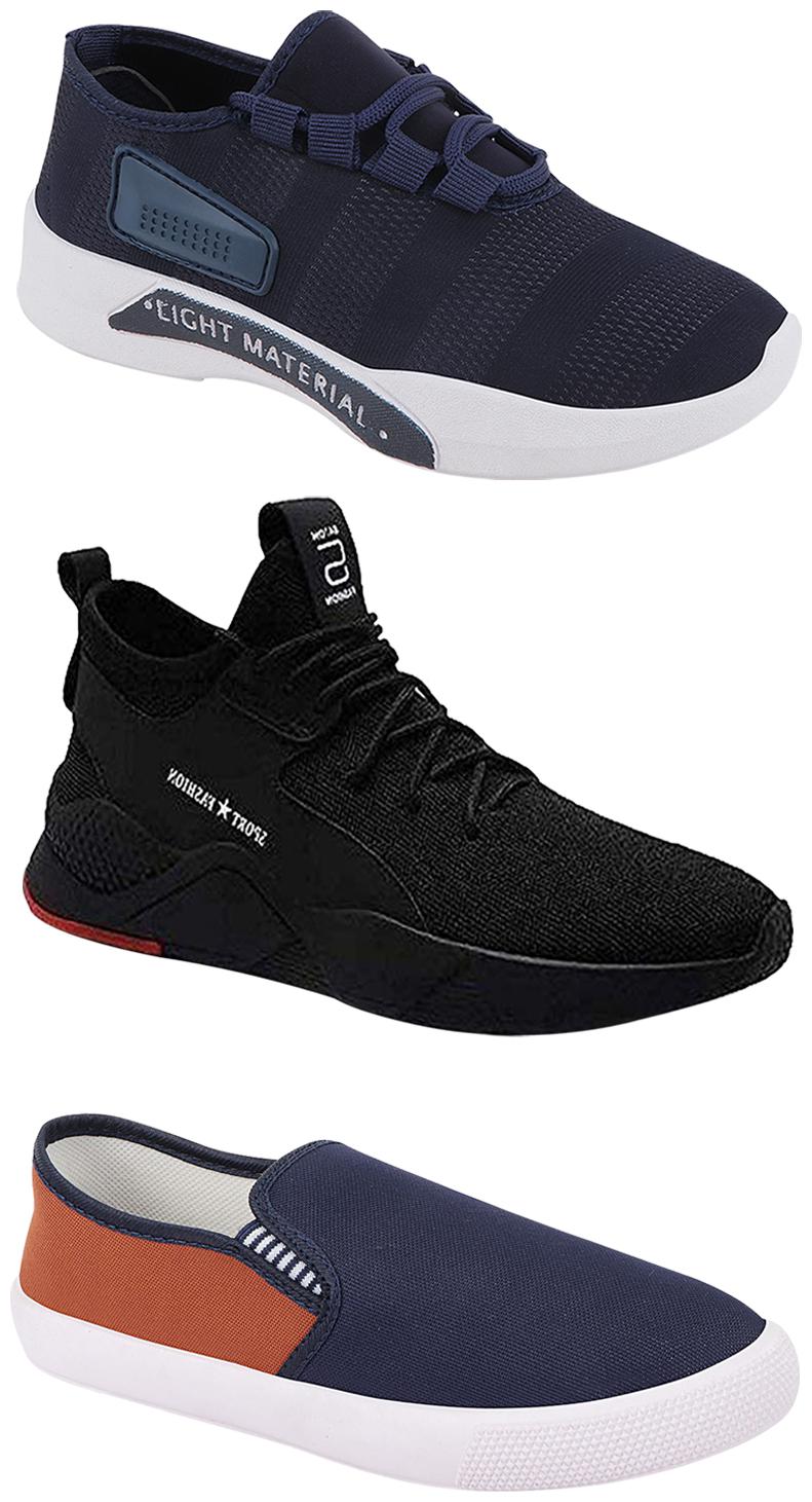 

Birde Men Multicolor Mesh Canvas Casual Sports Sneakers Runnning Shoes for Men s Boy s - UK8 (Combo of 3)