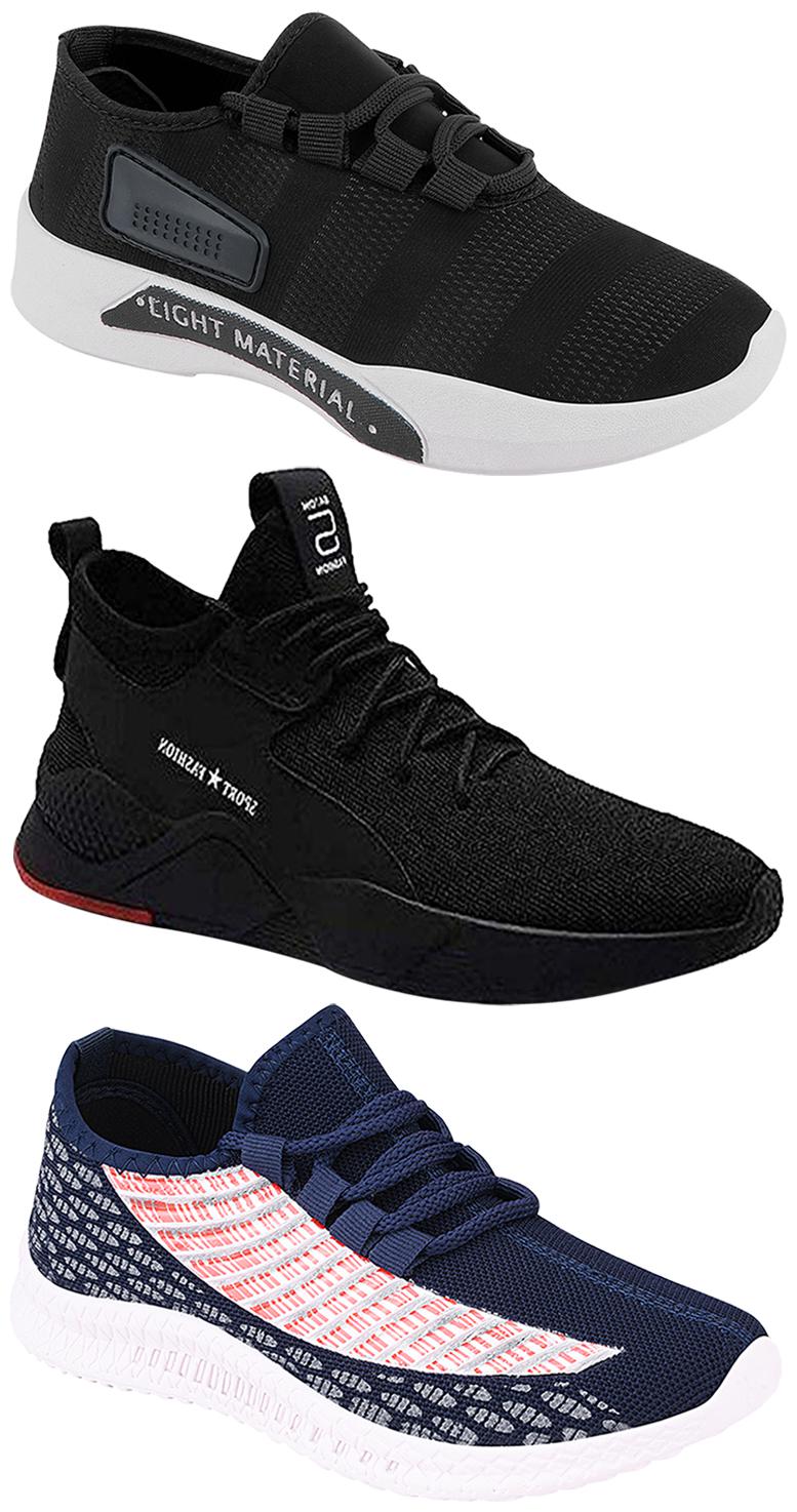 

Birde Men Multicolor Mesh Canvas Casual Sports Sneakers Runnning Shoes for Men s Boy s - UK8 (Combo of 3)