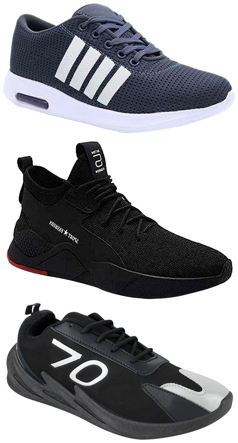 

Birde Men Multicolor Mesh Canvas Casual Sports Sneakers Runnning Shoes for Men s Boy s - UK6 (Combo of 3)