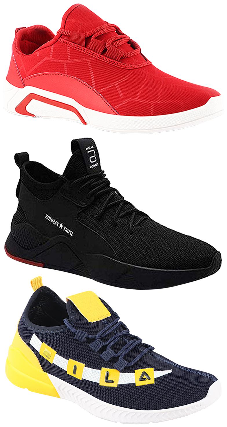 

Birde Men Multicolor Mesh Canvas Casual Sports Sneakers Runnning Shoes for Men s Boy s - UK10 (Combo of 3)