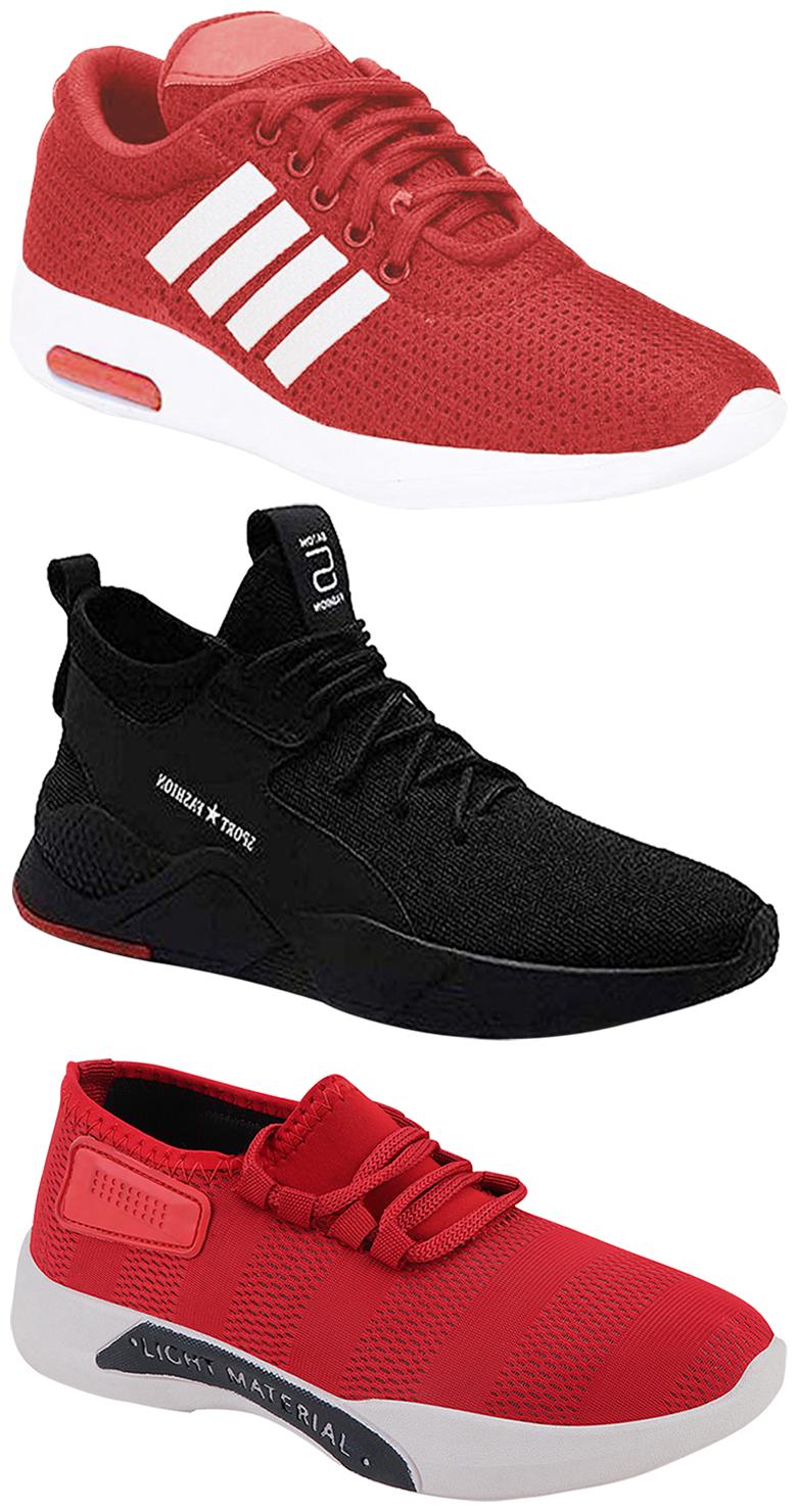 

Birde Men Multicolor Mesh Canvas Casual Sports Sneakers Runnning Shoes for Men s Boy s - UK10 (Combo of 3)
