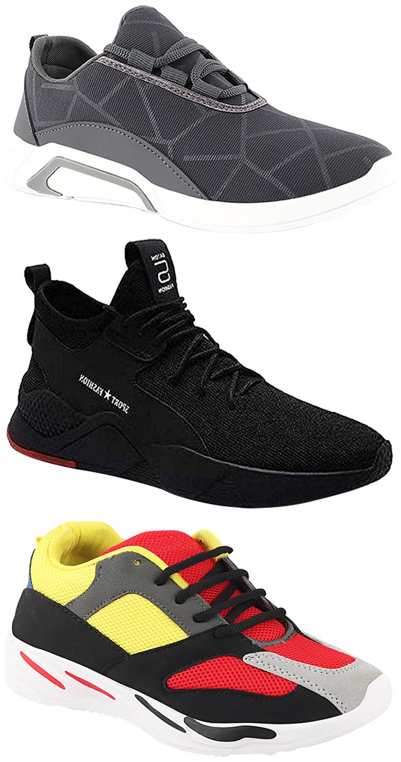 

Birde Men Multicolor Mesh Canvas Casual Sports Sneakers Runnning Shoes for Men s Boy s - UK10 (Combo of 3)