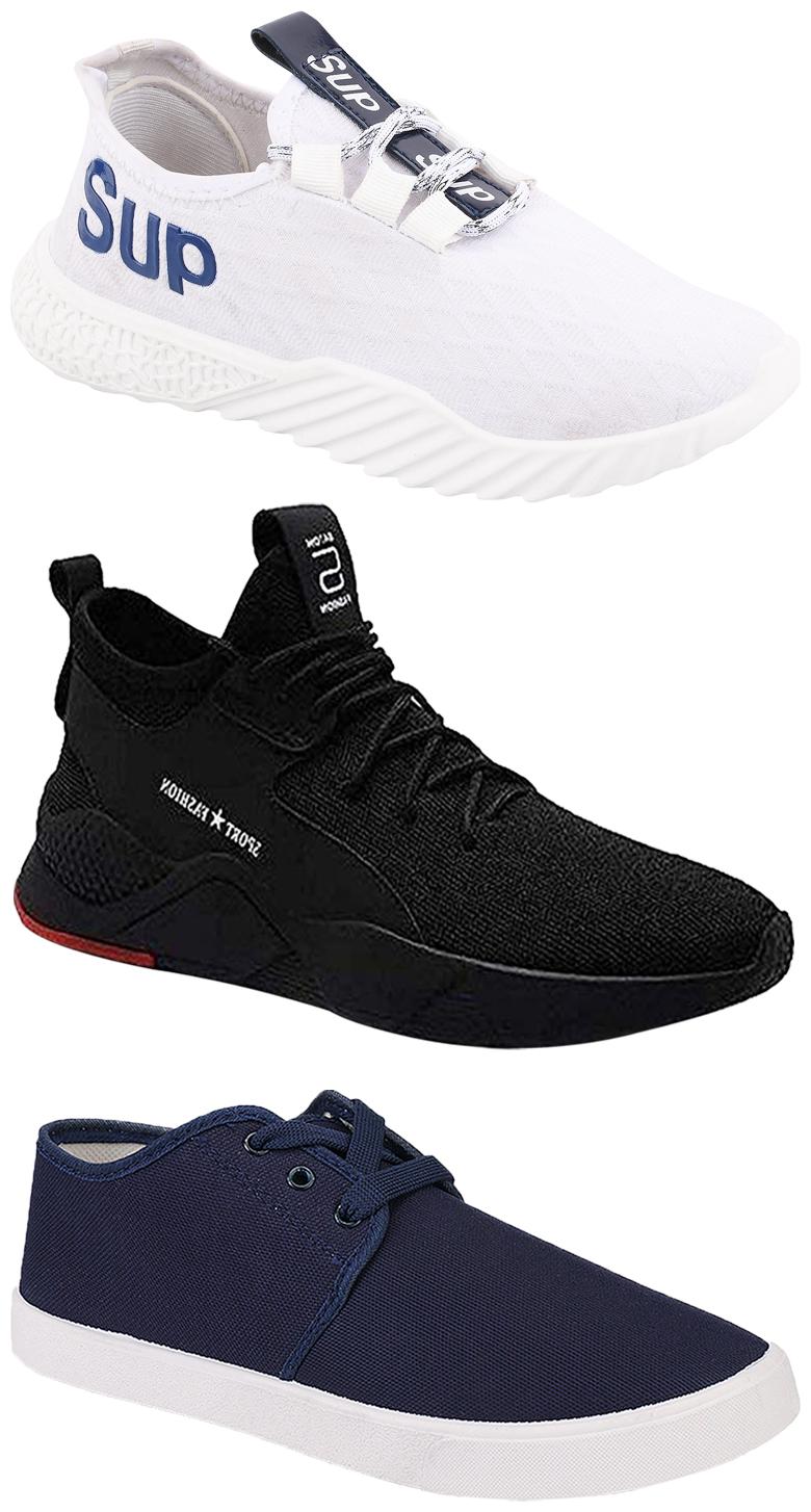 

Birde Men Multicolor Mesh Canvas Casual Sports Sneakers Runnning Shoes for Men s Boy s - UK7 (Combo of 3)