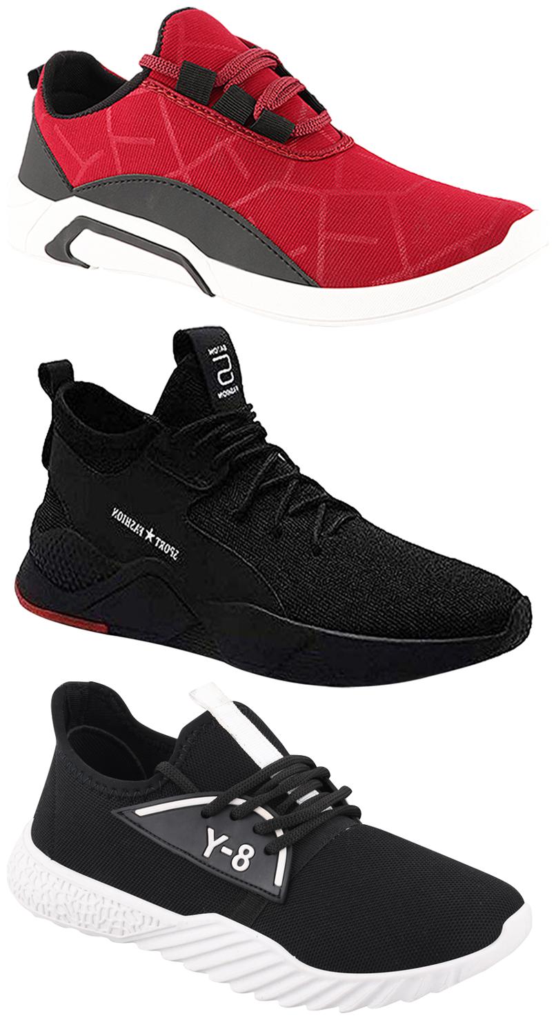

Birde Men Multicolor Mesh Canvas Casual Sports Sneakers Runnning Shoes for Men s Boy s - UK9 (Combo of 3)