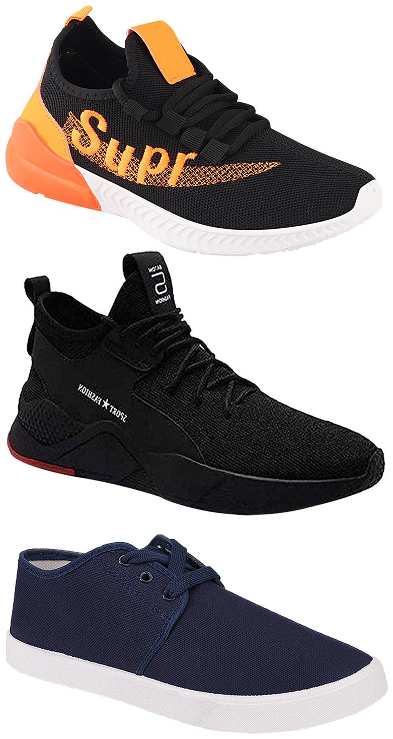 

Birde Men Multicolor Mesh Canvas Casual Sports Sneakers Runnning Shoes for Men s Boy s - UK9 (Combo of 3)