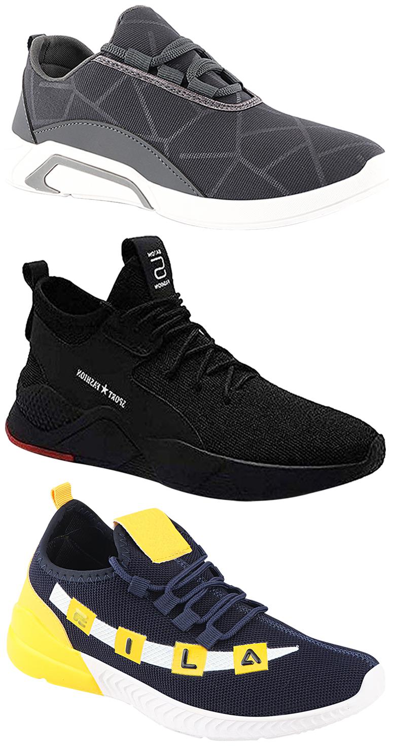 

Birde Men Multicolor Mesh Canvas Casual Sports Sneakers Runnning Shoes for Men s Boy s - UK9 (Combo of 3)
