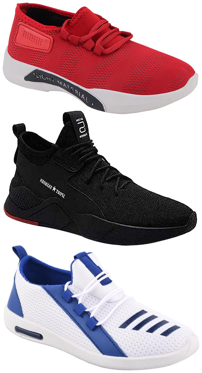 

Birde Men Multicolor Mesh Canvas Casual Sports Sneakers Runnning Shoes for Men s Boy s - UK7 (Combo of 3)