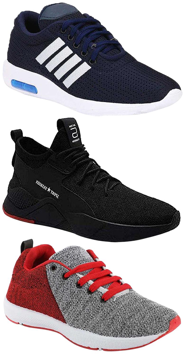 

Birde Men Multicolor Mesh Canvas Casual Sports Sneakers Runnning Shoes for Men s Boy s - UK8 (Combo of 3)