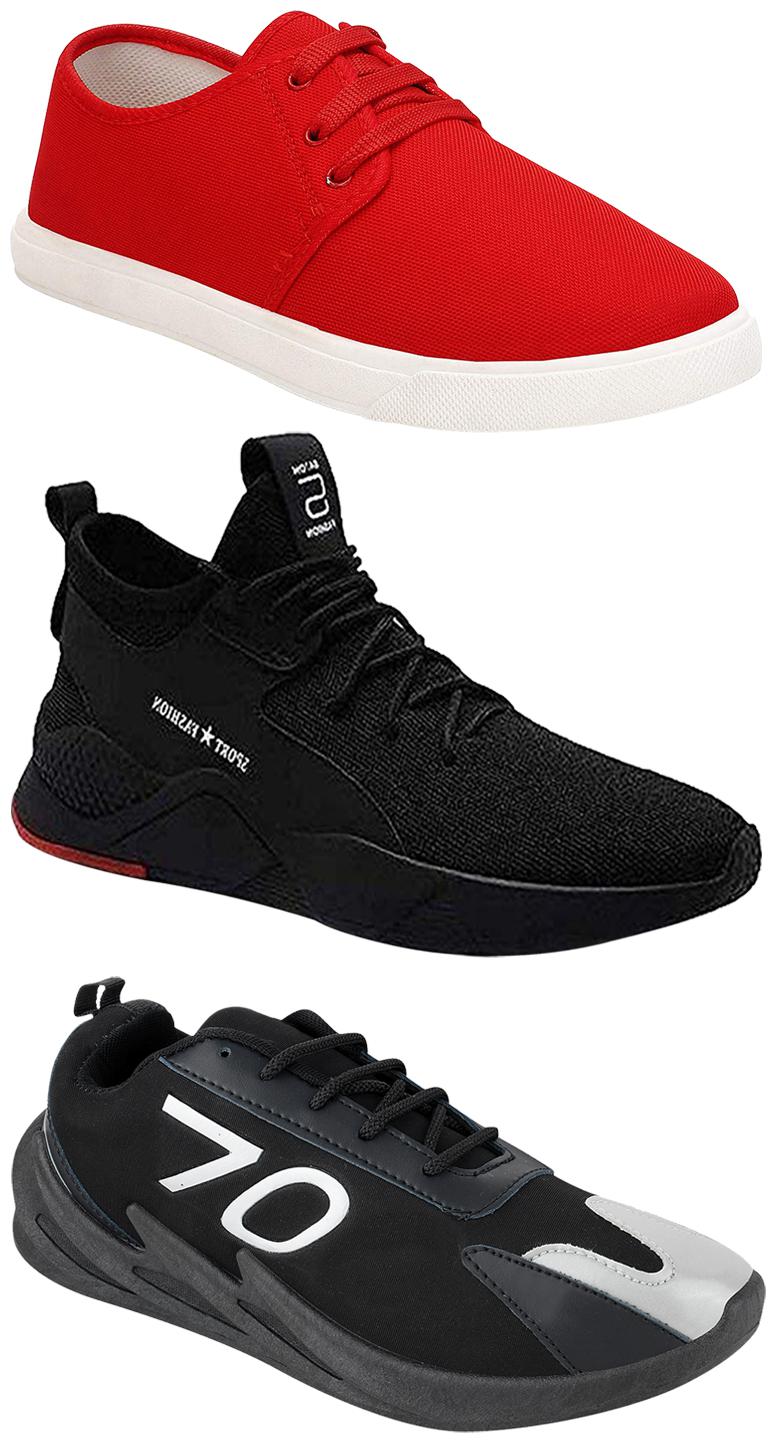 

Birde Men Multicolor Mesh Canvas Casual Sports Sneakers Runnning Shoes for Men s Boy s - UK10 (Combo of 3)