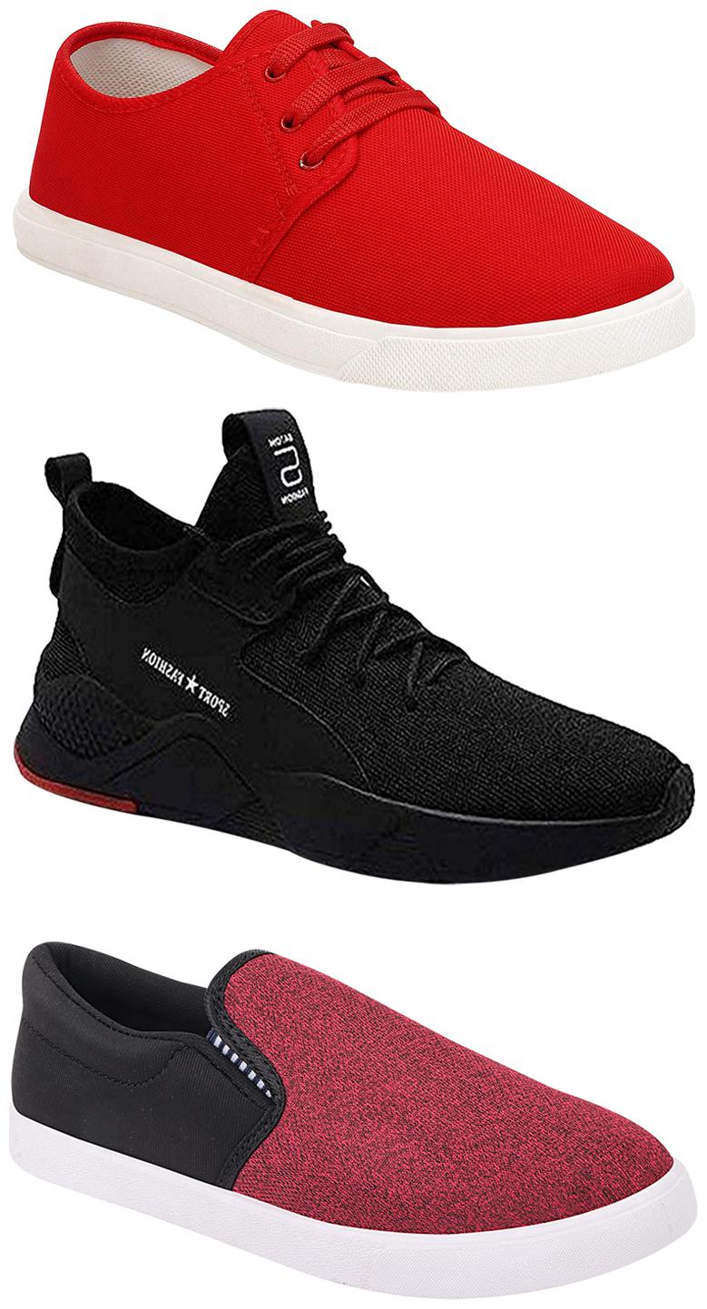 

Birde Men Multicolor Mesh Canvas Casual Sports Sneakers Runnning Shoes for Men s Boy s - UK10 (Combo of 3)