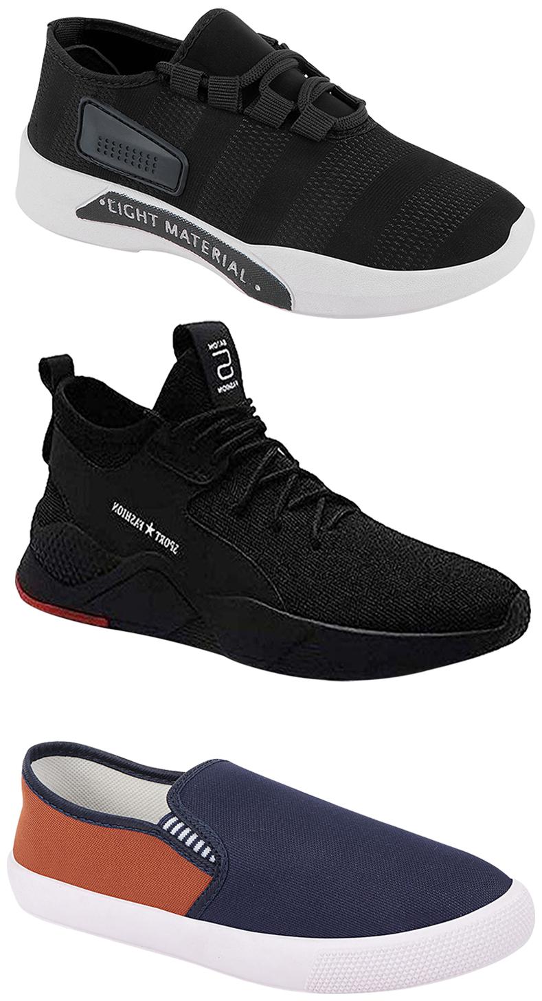 

Birde Men Multicolor Mesh Canvas Casual Sports Sneakers Runnning Shoes for Men s Boy s - UK10 (Combo of 3)