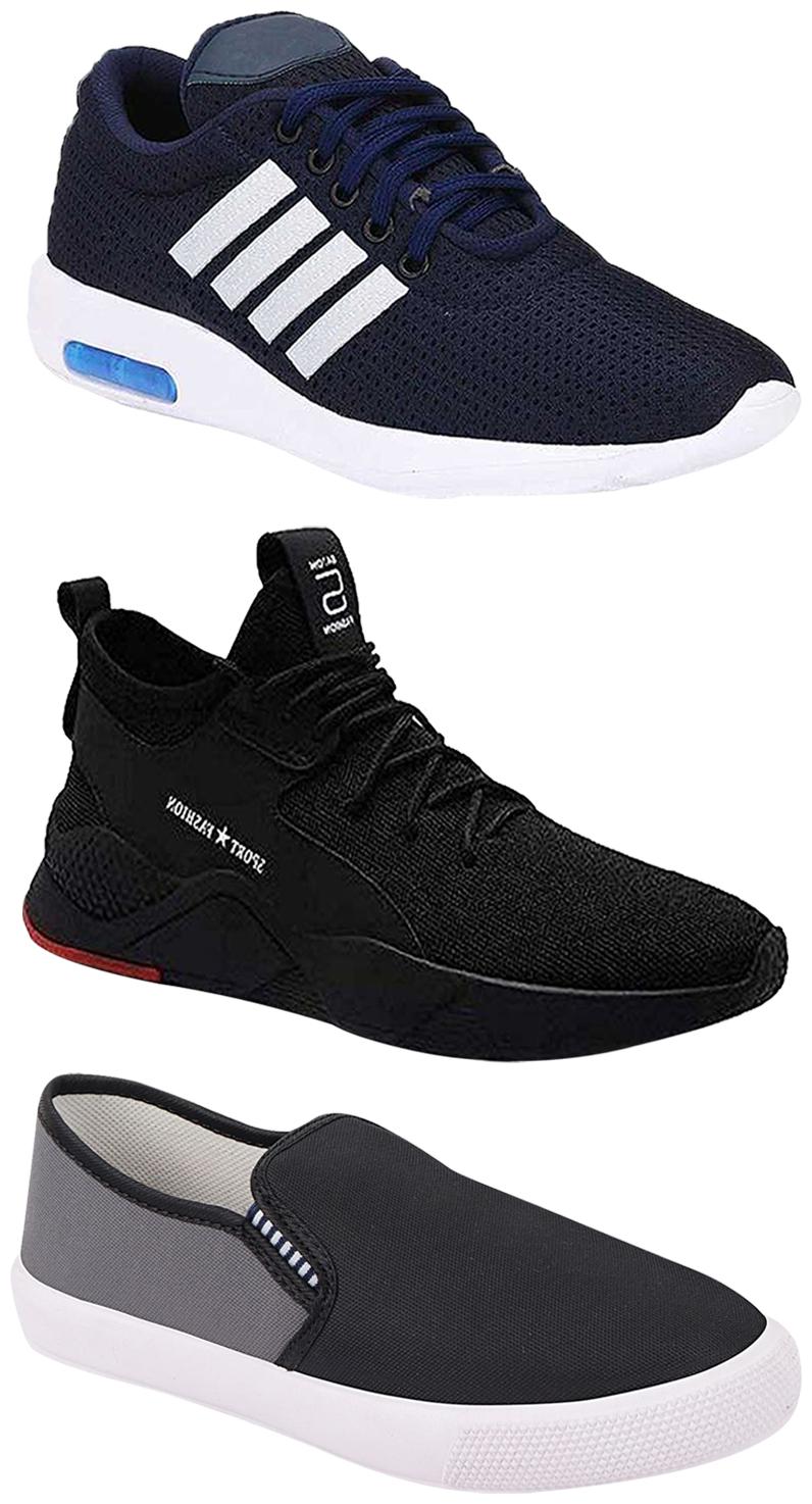 

Birde Men Multicolor Mesh Canvas Casual Sports Sneakers Runnning Shoes for Men s Boy s - UK6 (Combo of 3)