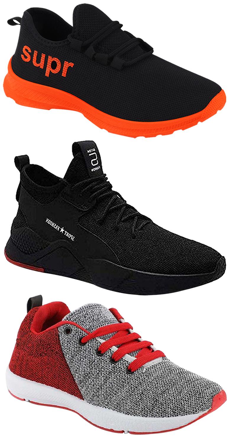 

Birde Men Multicolor Mesh Canvas Casual Sports Sneakers Runnning Shoes for Men s Boy s - UK8 (Combo of 3)