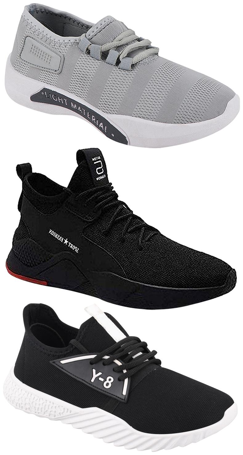 

Birde Men Multicolor Mesh Canvas Casual Sports Sneakers Runnning Shoes for Men s Boy s - UK8 (Combo of 3)