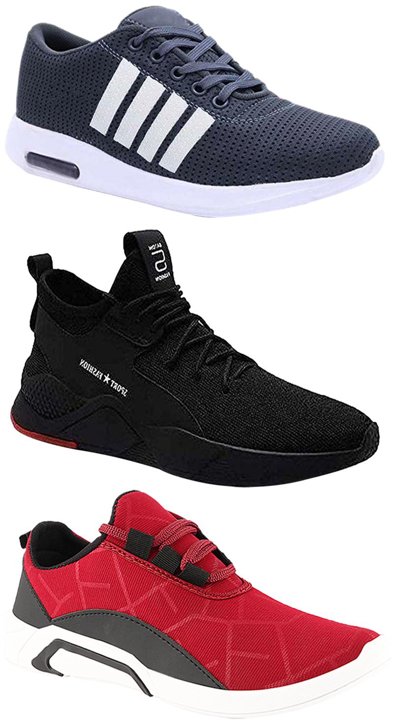 

Birde Men Multicolor Mesh Canvas Casual Sports Sneakers Runnning Shoes for Men s Boy s - UK9 (Combo of 3)
