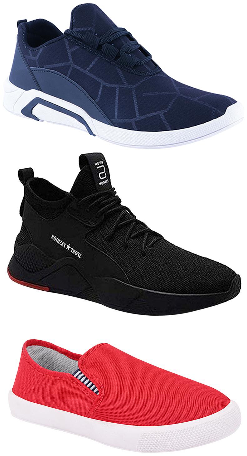 

Birde Men Multicolor Mesh Canvas Casual Sports Sneakers Runnning Shoes for Men s Boy s - UK9 (Combo of 3)