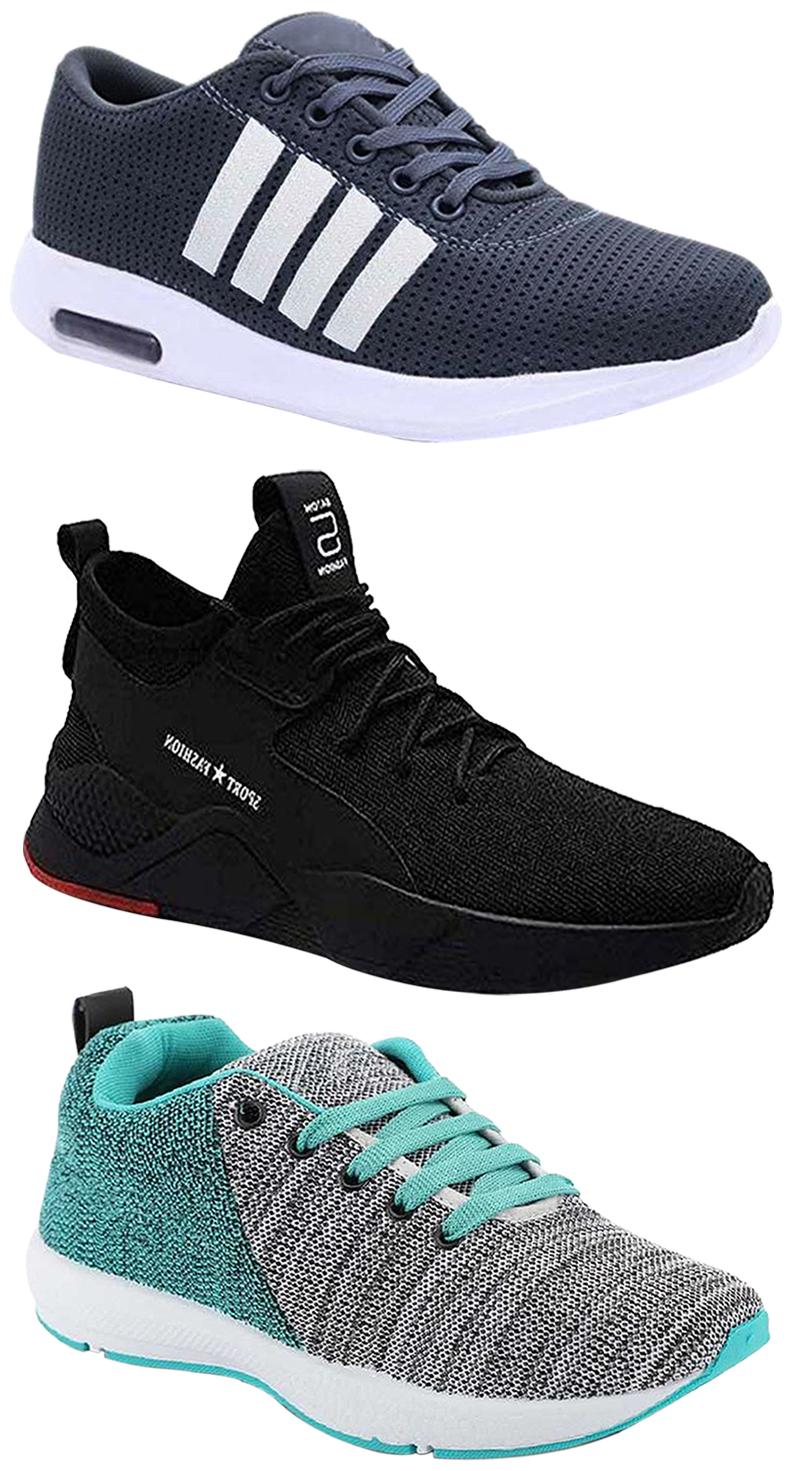 

Birde Men Multicolor Mesh Canvas Casual Sports Sneakers Runnning Shoes for Men s Boy s - UK6 (Combo of 3)