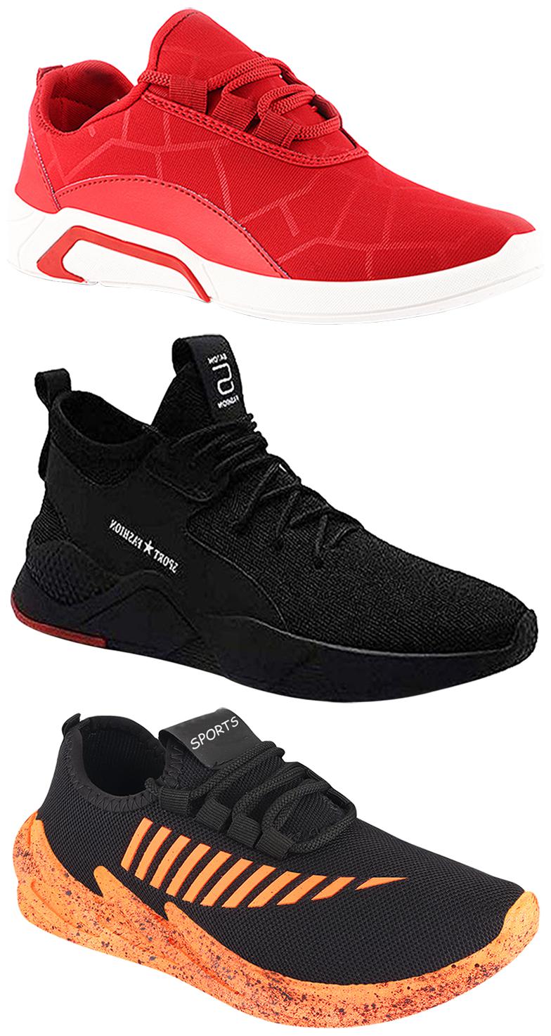 

Birde Men Multicolor Mesh Canvas Casual Sports Sneakers Runnning Shoes for Men s Boy s - UK10 (Combo of 3)