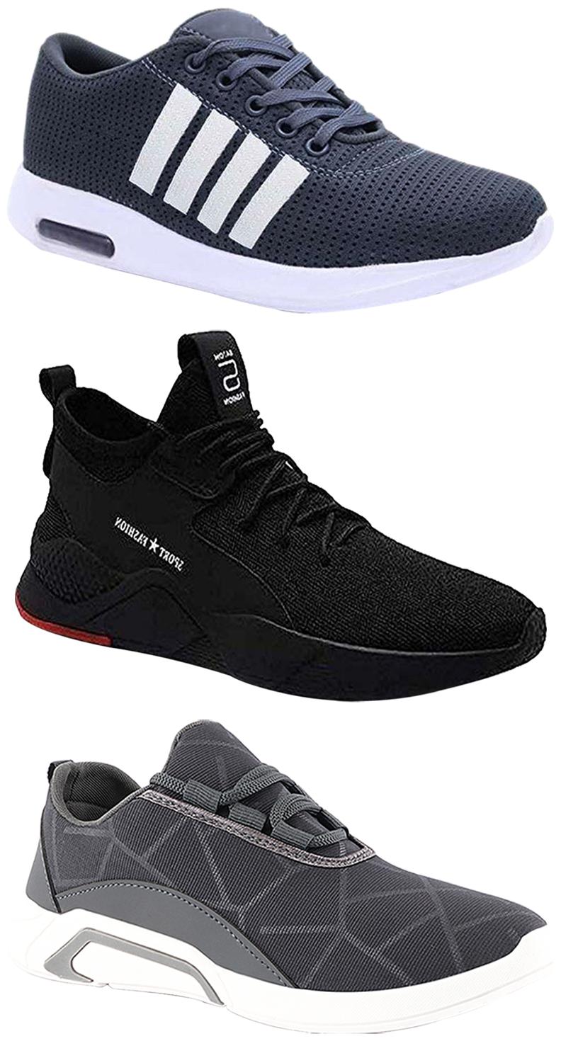 

Birde Men Multicolor Mesh Canvas Casual Sports Sneakers Runnning Shoes for Men s Boy s - UK8 (Combo of 3)