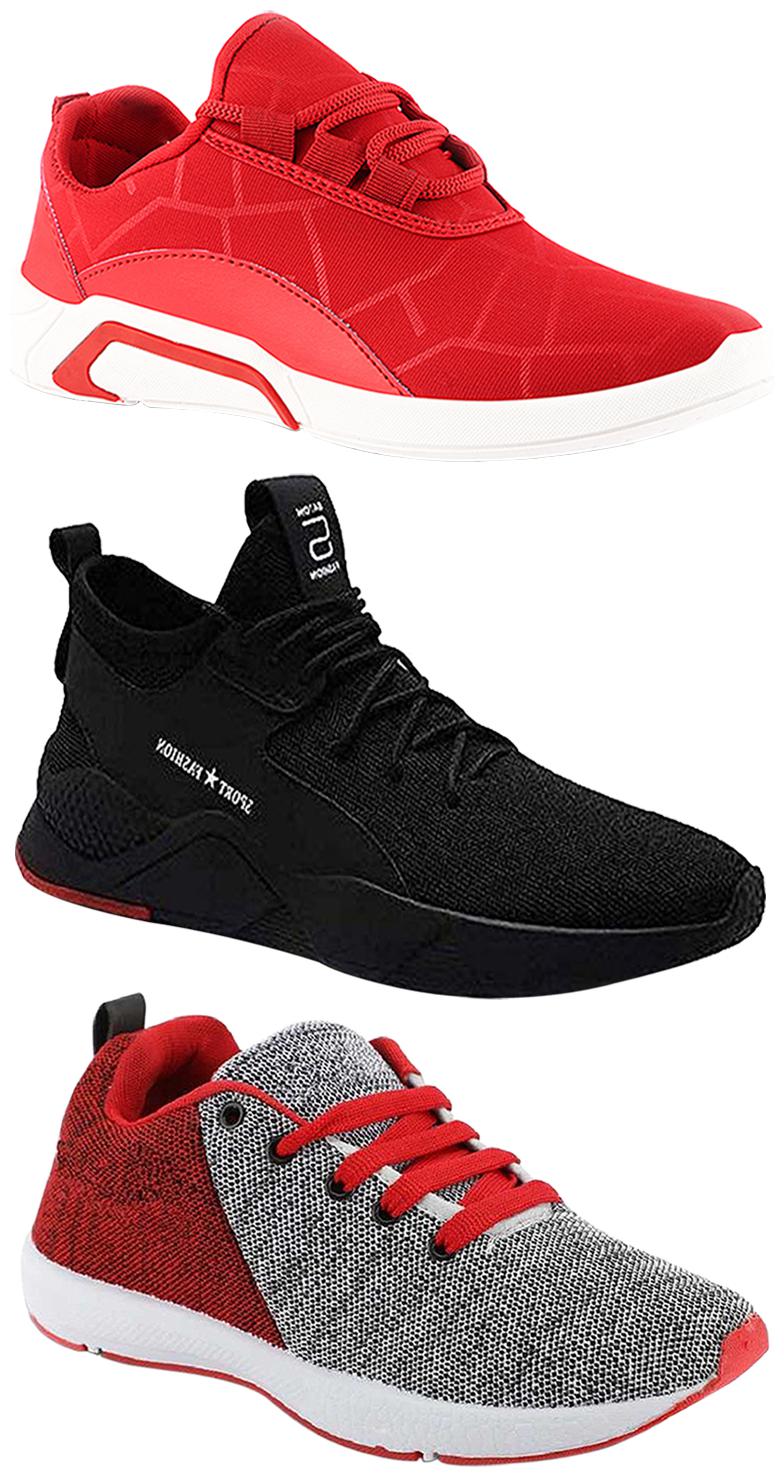 

Birde Men Multicolor Mesh Canvas Casual Sports Sneakers Runnning Shoes for Men s Boy s - UK9 (Combo of 3)