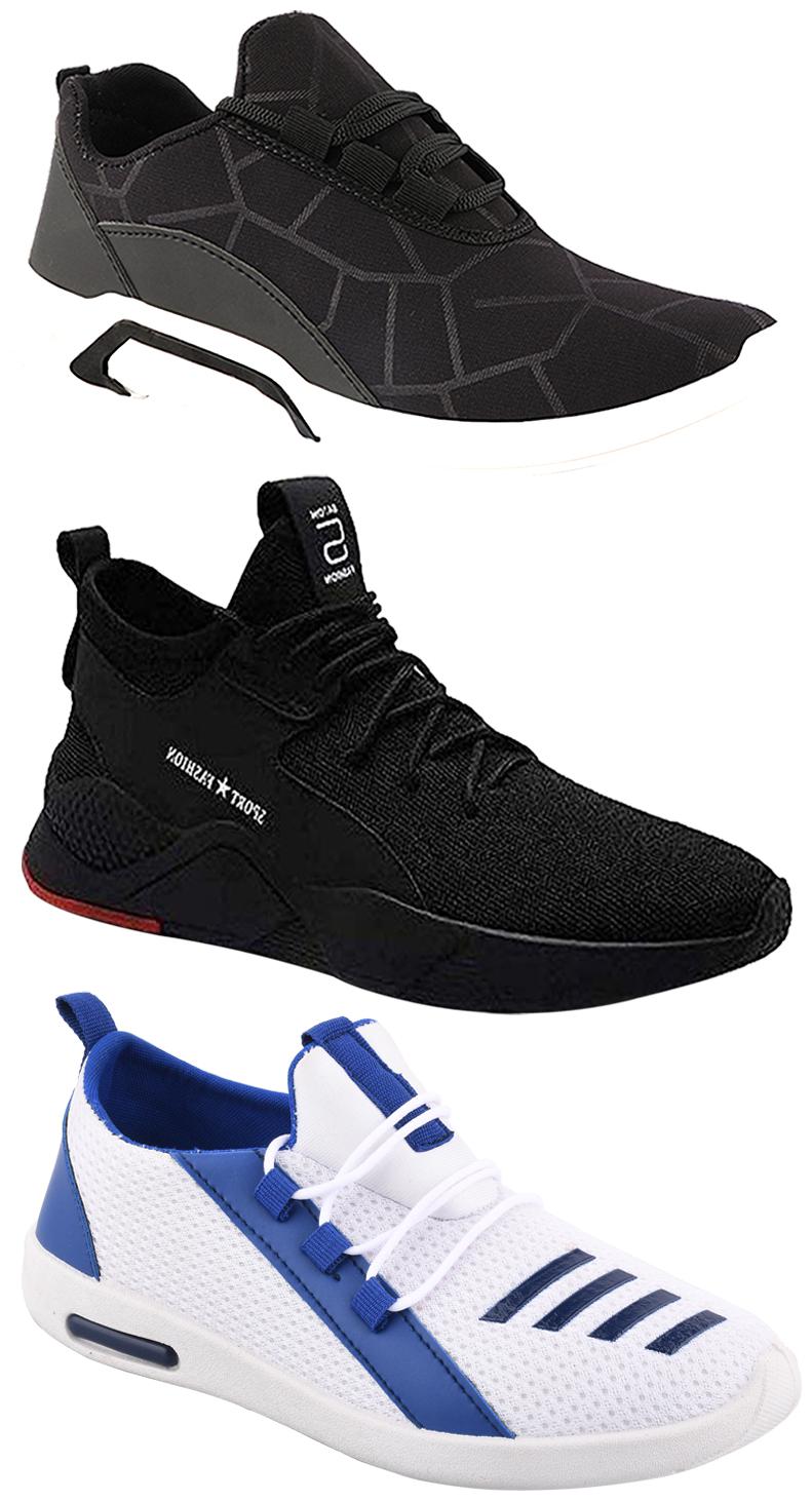 

Birde Men Multicolor Mesh Canvas Casual Sports Sneakers Runnning Shoes for Men s Boy s - UK8 (Combo of 3)