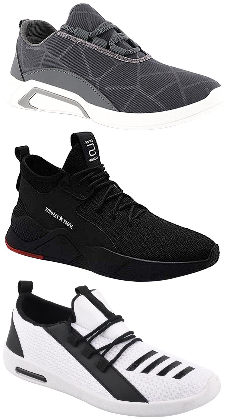 

Birde Men Multicolor Mesh Canvas Casual Sports Sneakers Runnning Shoes for Men s Boy s - UK10 (Combo of 3)