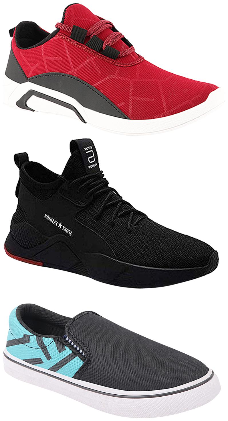 

Birde Men Multicolor Mesh Canvas Casual Sports Sneakers Runnning Shoes for Men s Boy s - UK9 (Combo of 3)