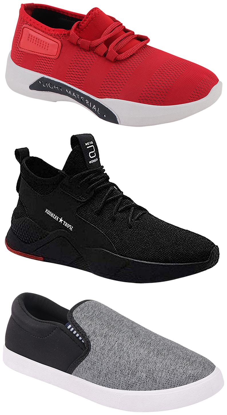

Birde Men Multicolor Mesh Canvas Casual Sports Sneakers Runnning Shoes for Men s Boy s - UK7 (Combo of 3)
